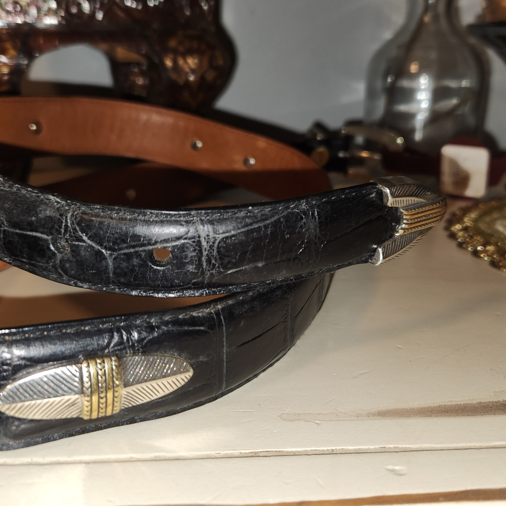 NWT BILL ADLER STUDIO FULL GRAIN ITALIAN LEATHER  METALL WORKS  BLACK BELT sz 38